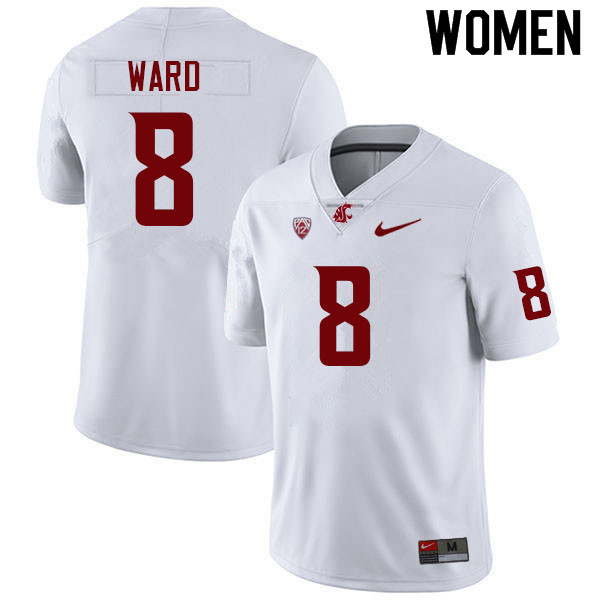 Women #8 Xavier Ward Washington State Cougars College Football Jerseys Sale-White